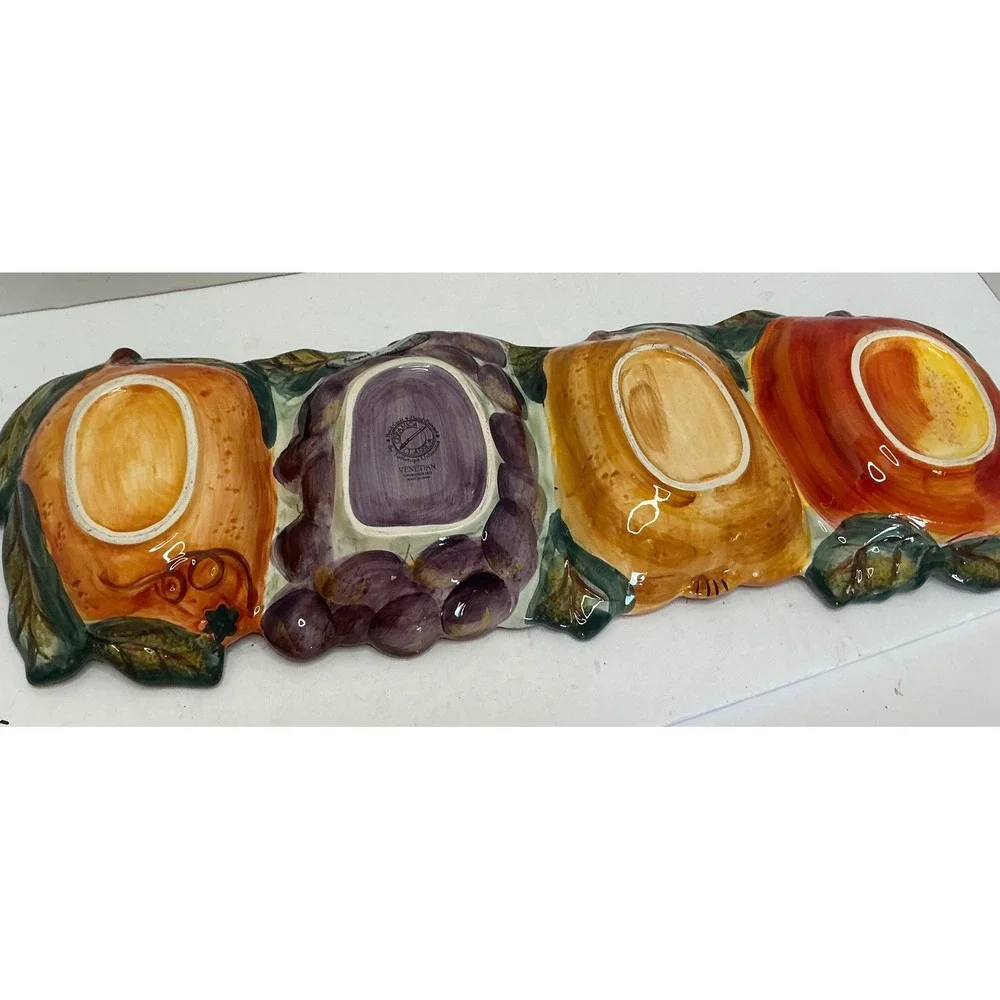 Tabletops Unlimited Ceramica Classica Venetian Fruit Serving Tray Hand Painted